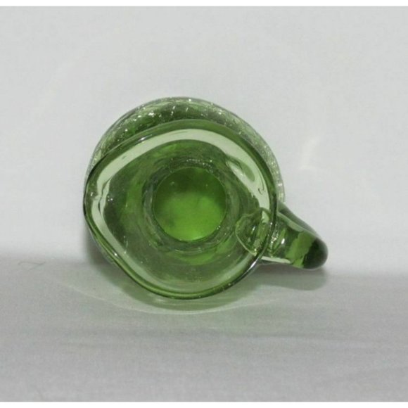 Elegant Glass CRACKLE Olive Green Slender Miniature Pitcher - Picture 3 of 4